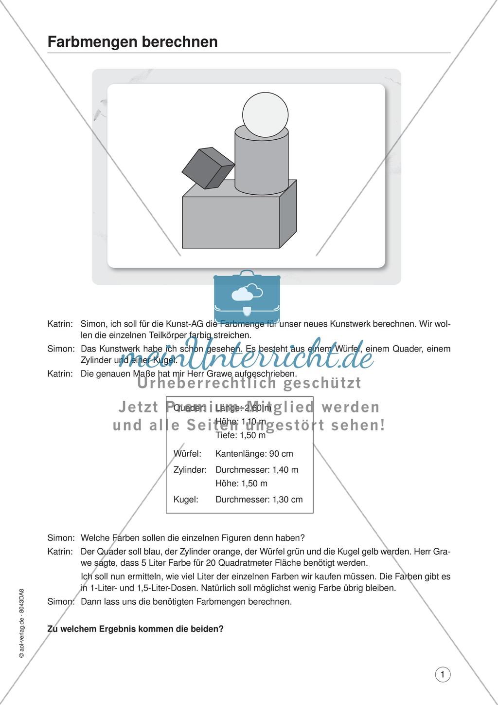 Mathe-Aufgaben aus dem Alltag: Farbmengen berechnen Preview 3