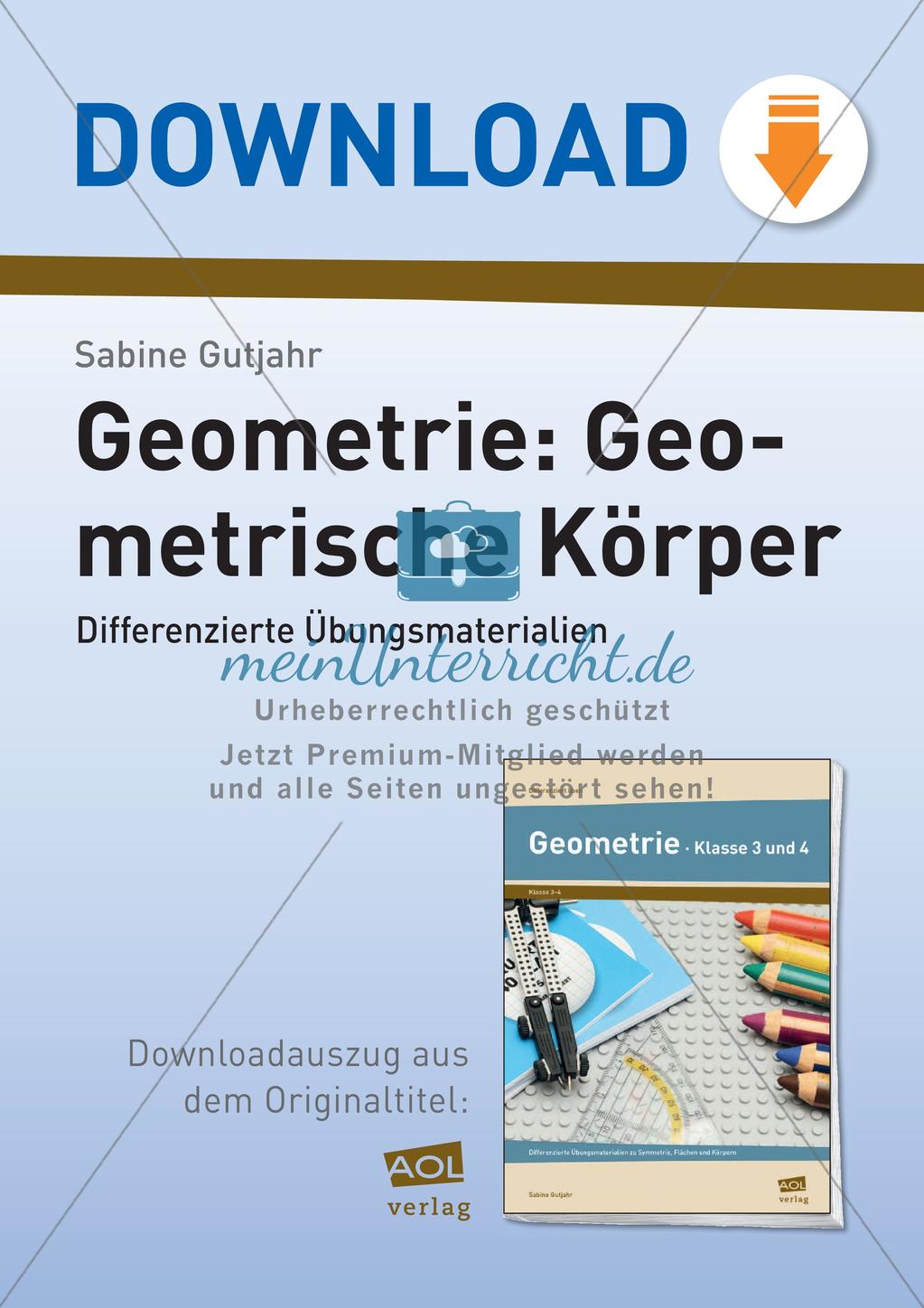 Geometrische Körper: Differenzierte Übungsmaterialien Preview 1