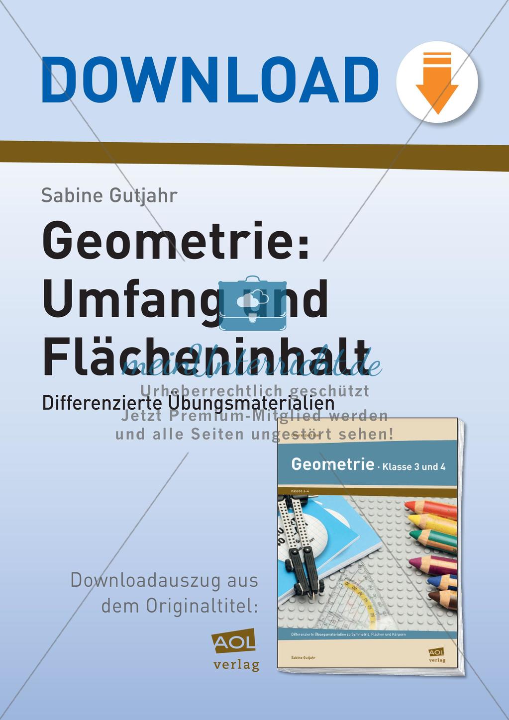 Umfang und Flächeninhalt: Differenzierte Übungsmaterialien Preview 1
