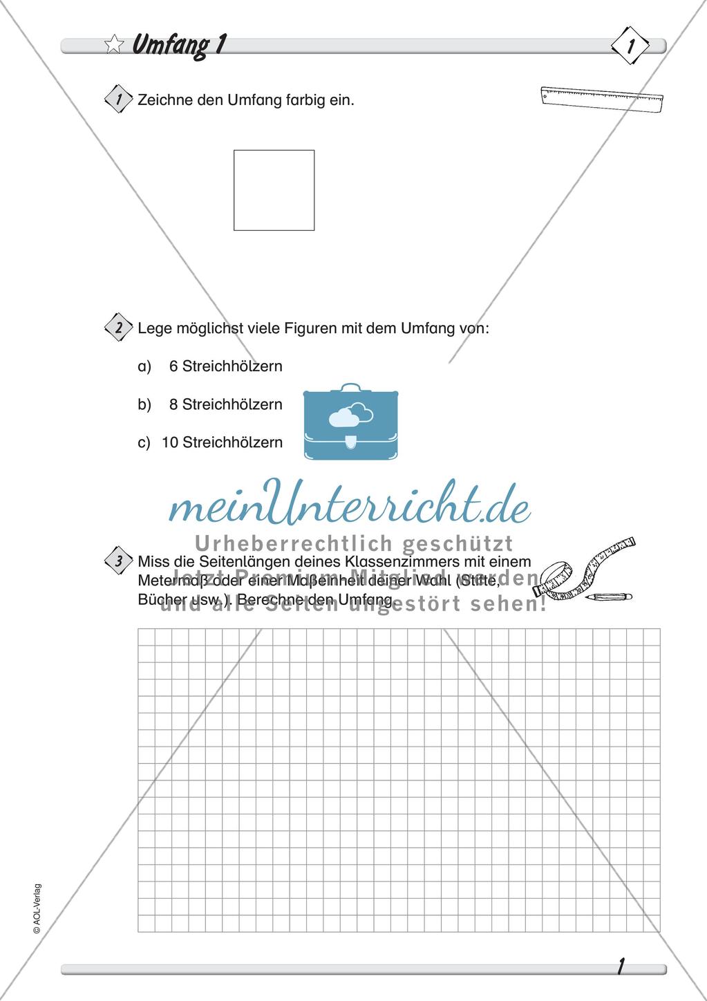 Umfang und Flächeninhalt: Differenzierte Übungsmaterialien Preview 3