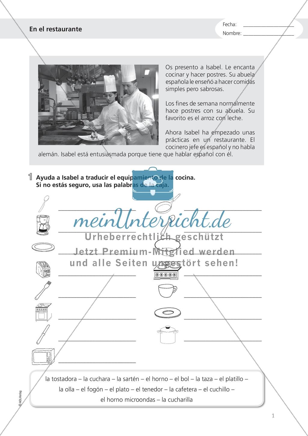 Themenspezifischen Wortschatz aufbauen: Im Restaurant Preview 3