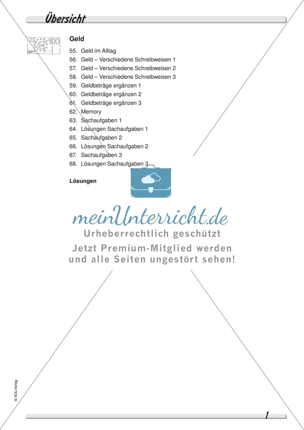 Größen und Messen: Geld Preview 3