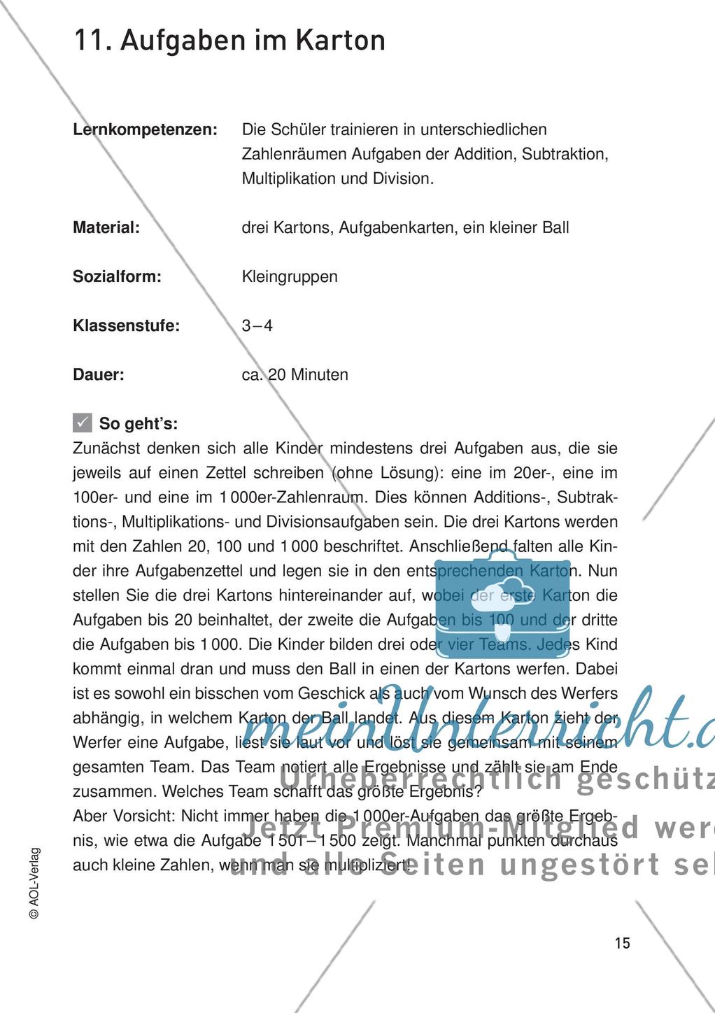 Bewegter Unterricht: Zahlen & Operationen Preview 17