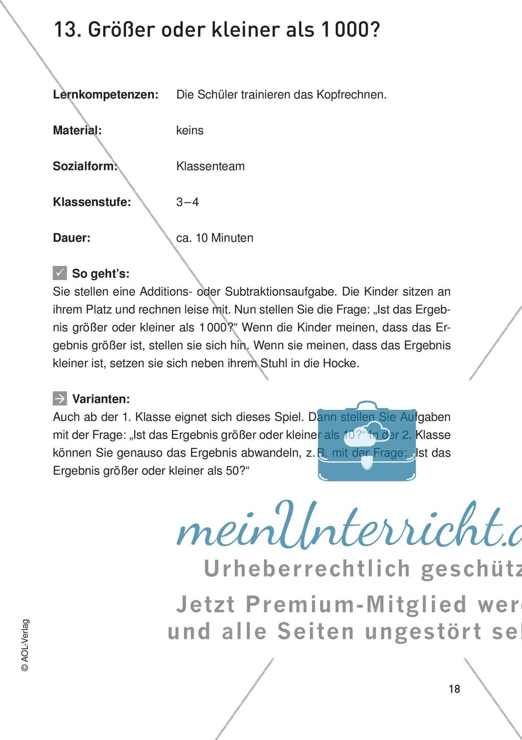Bewegter Unterricht: Zahlen & Operationen Preview 20