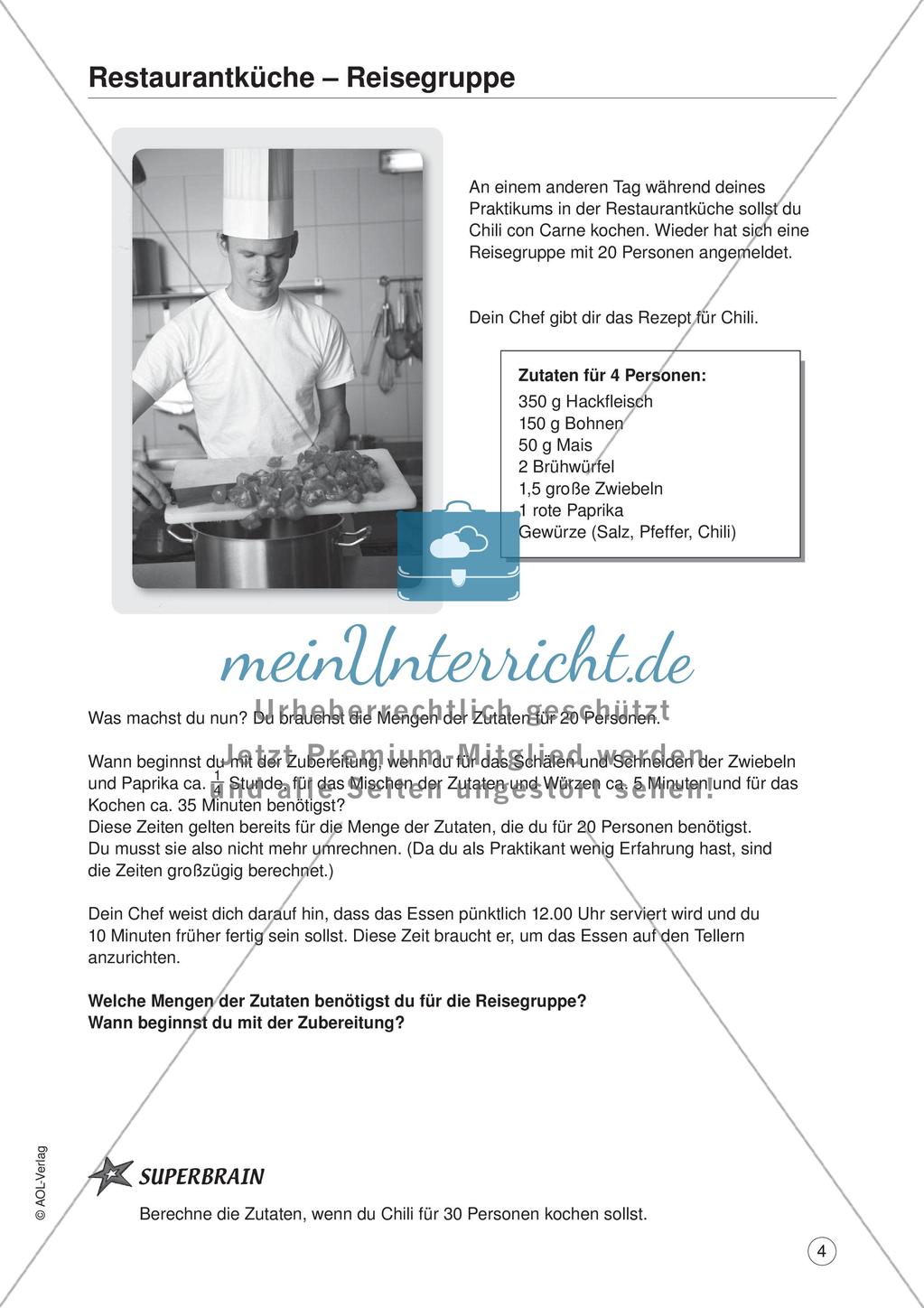 Mathe im Berufsalltag/Gastgewerbe: Rezepte umrechnen Preview 6