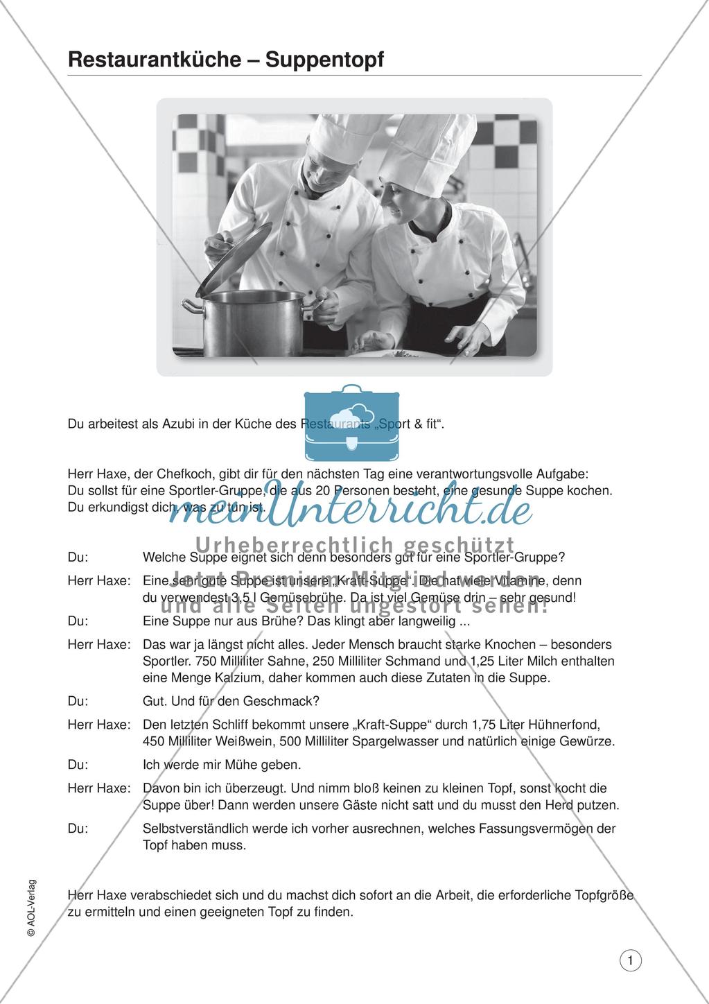 Mathe im Berufsalltag/Gastgewerbe: Zutaten zusammenstellen Preview 3