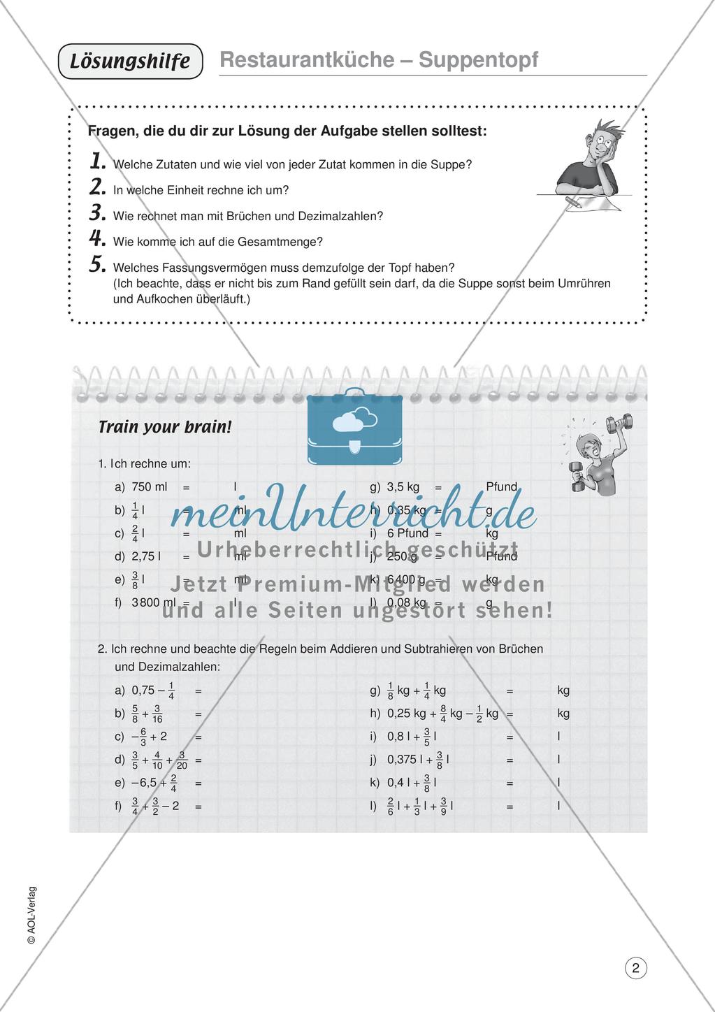 Mathe im Berufsalltag/Gastgewerbe: Zutaten zusammenstellen Preview 4