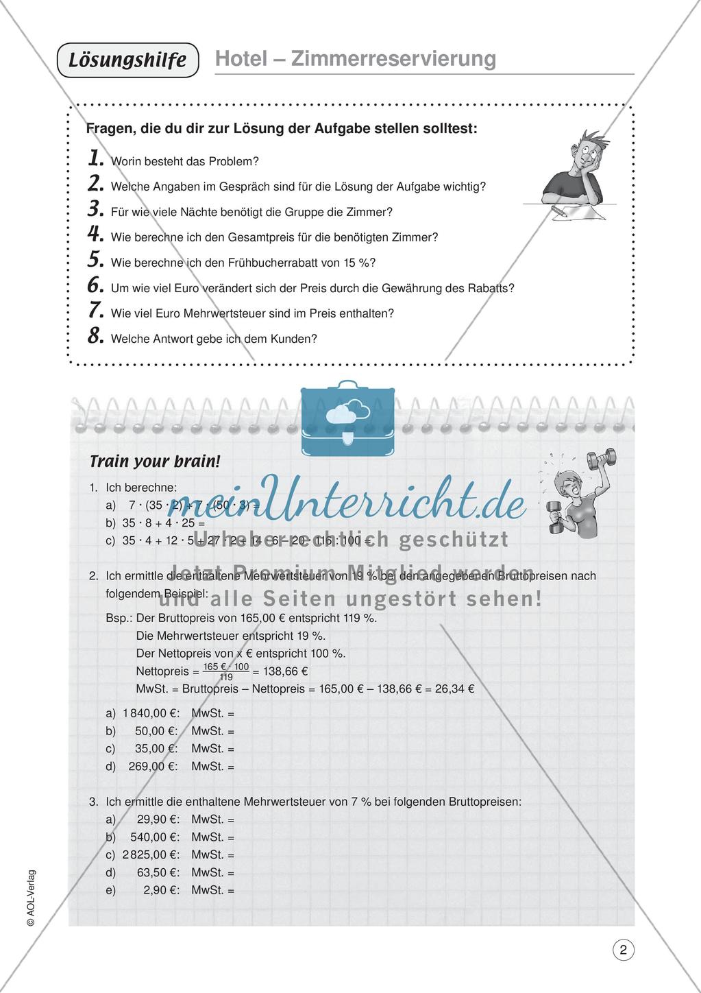 Mathe im Berufsalltag/Gastgewerbe: Übernachtungspreise berechnen Preview 4
