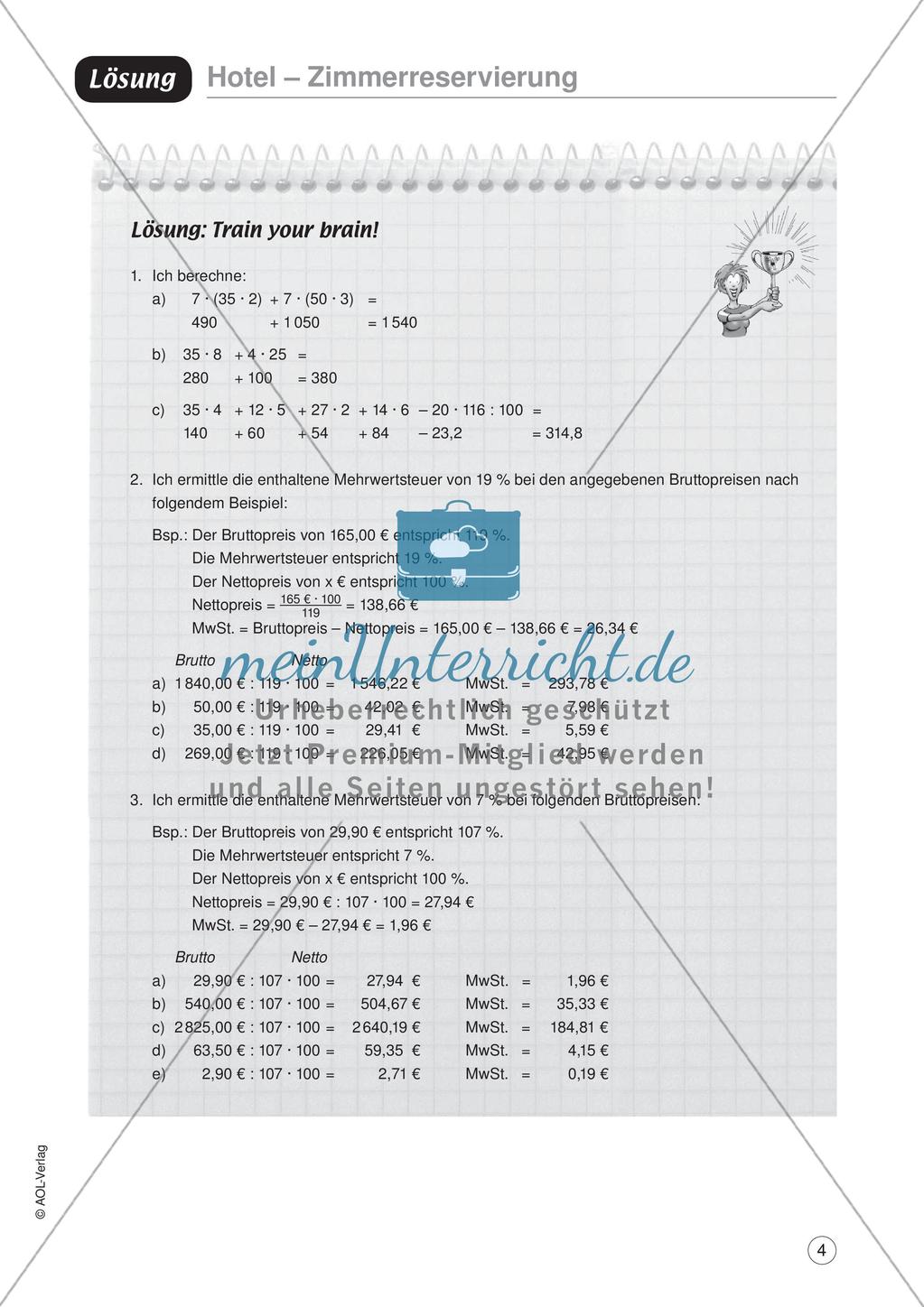 Mathe im Berufsalltag/Gastgewerbe: Übernachtungspreise berechnen Preview 6