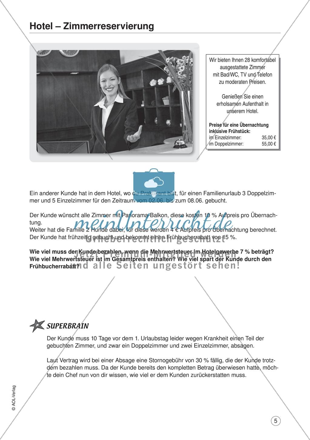 Mathe im Berufsalltag/Gastgewerbe: Übernachtungspreise berechnen Preview 7