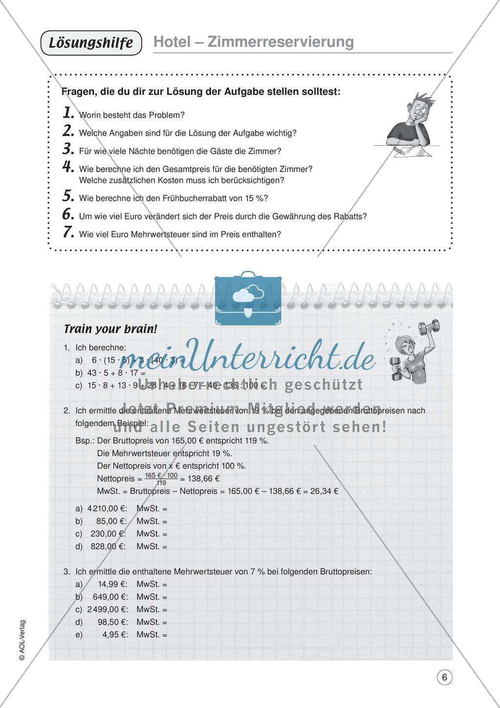 Mathe im Berufsalltag/Gastgewerbe: Übernachtungspreise berechnen Preview 8