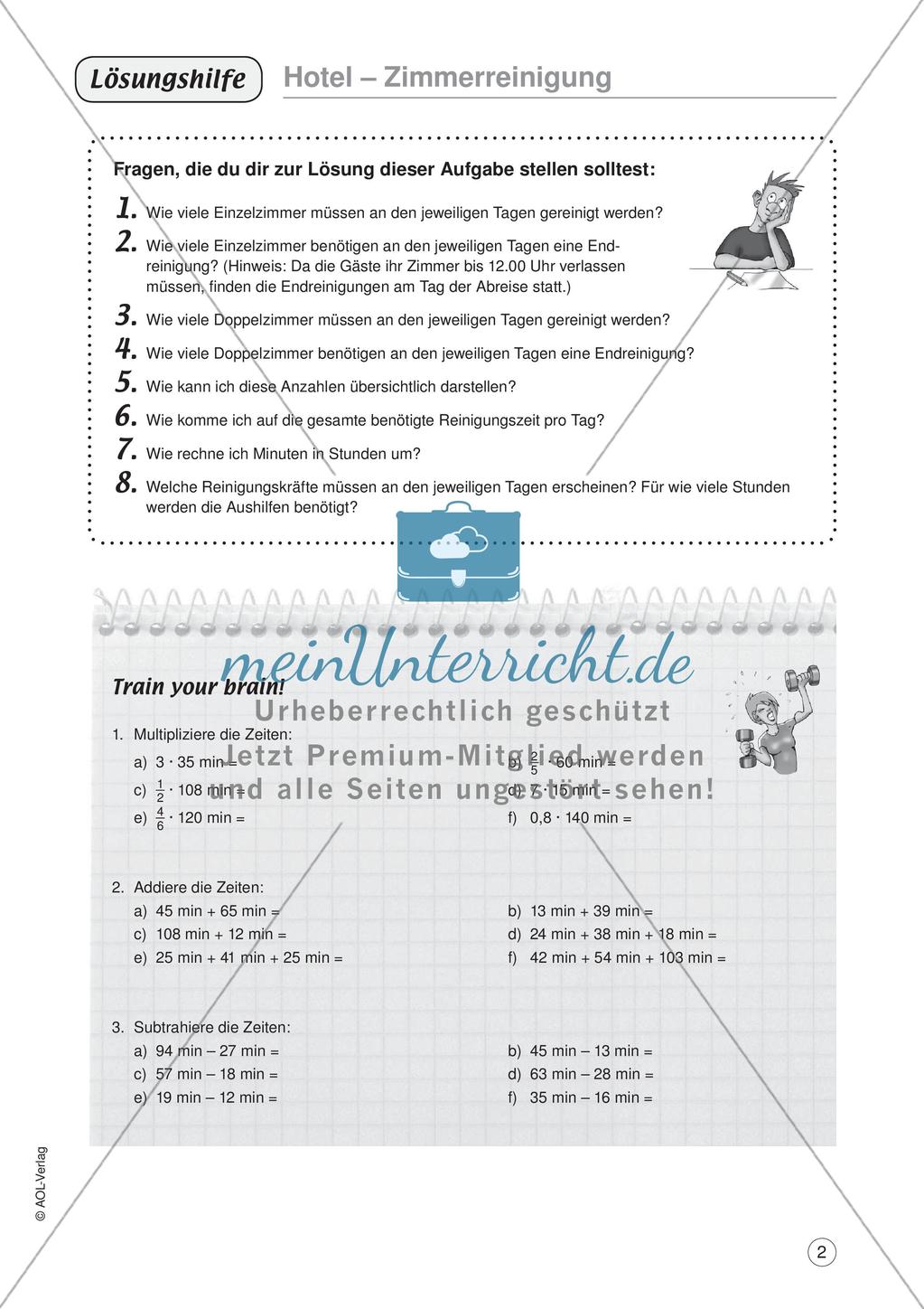 Mathe im Berufsalltag/Gastgewerbe: Reinigungspläne zusammenstellen Preview 4