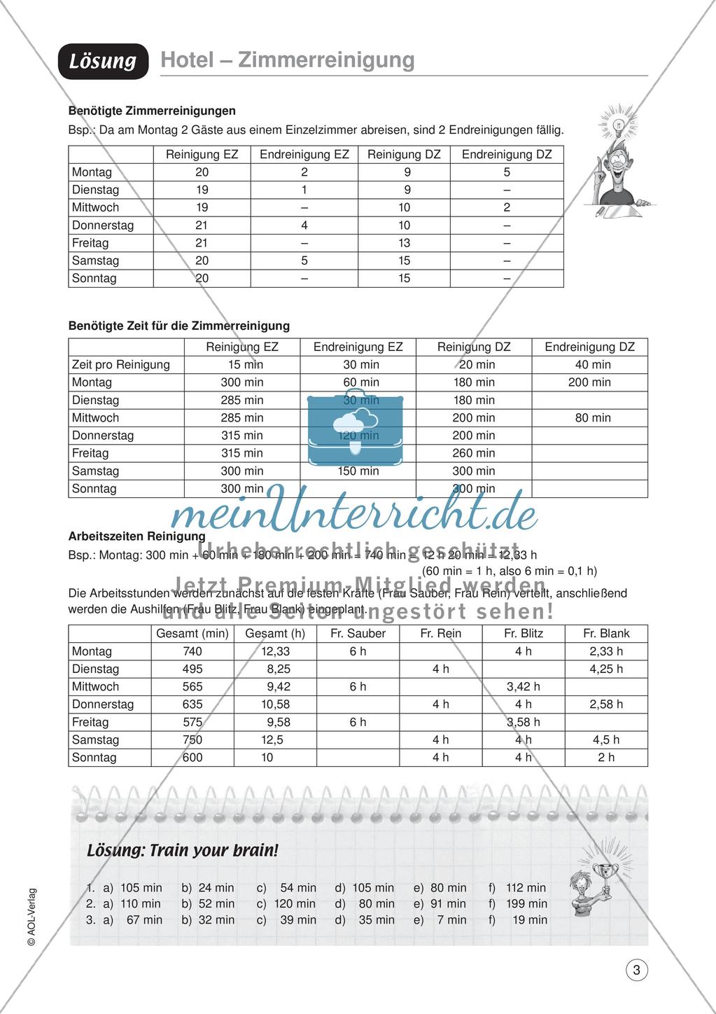 Mathe im Berufsalltag/Gastgewerbe: Reinigungspläne zusammenstellen Preview 5