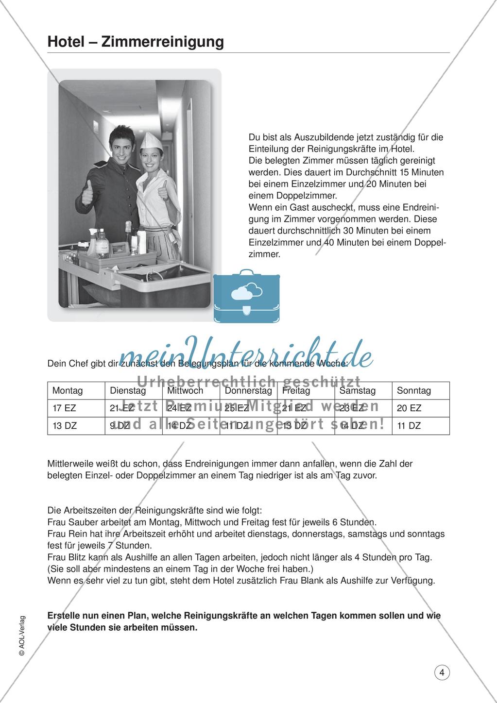 Mathe im Berufsalltag/Gastgewerbe: Reinigungspläne zusammenstellen Preview 6