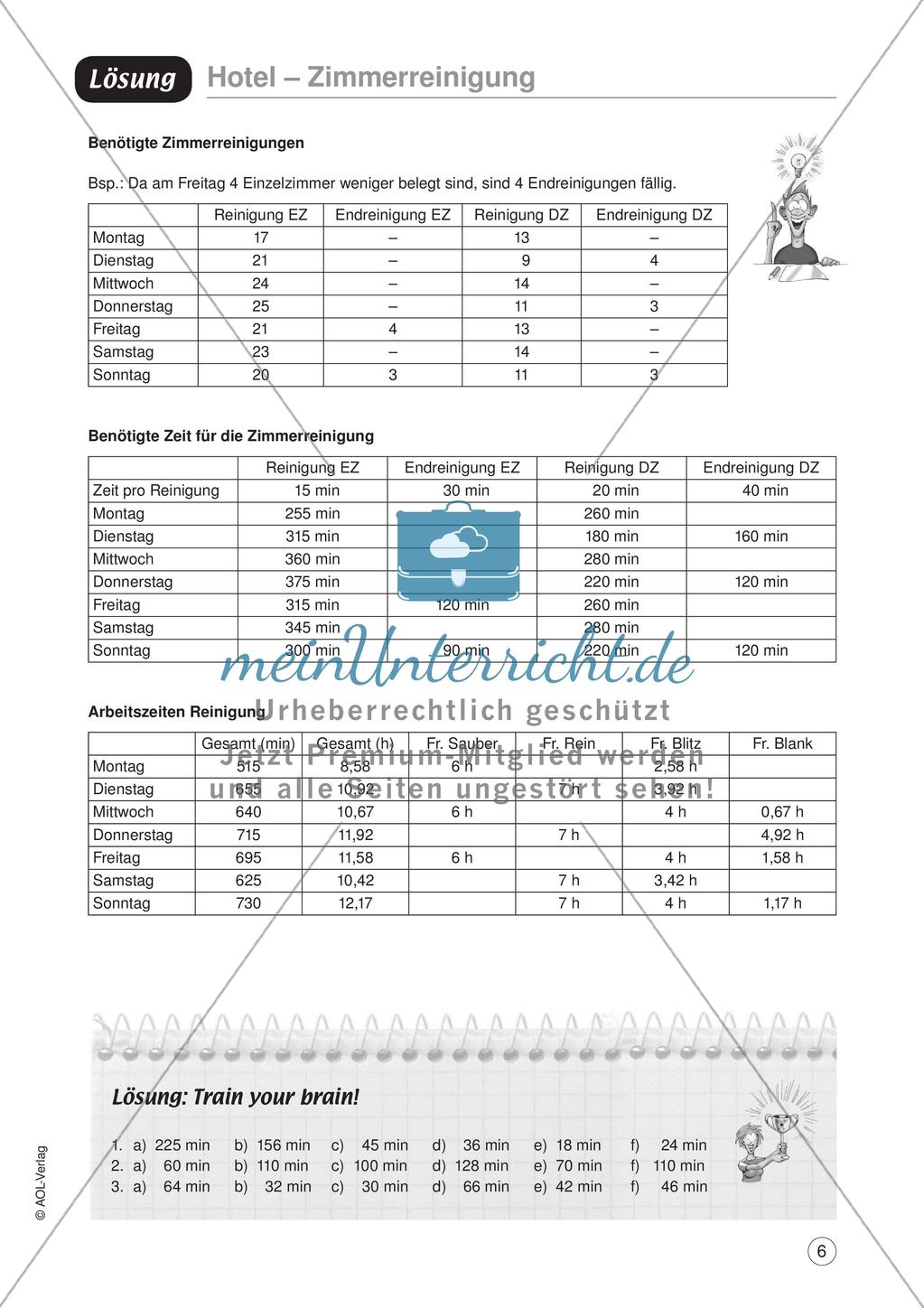 Mathe im Berufsalltag/Gastgewerbe: Reinigungspläne zusammenstellen Preview 8