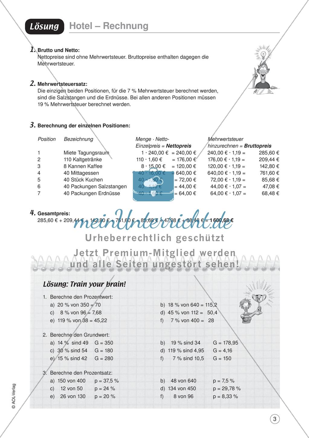 Mathe im Berufsalltag/Gastgewerbe: Bruttopreise berechnen Preview 5