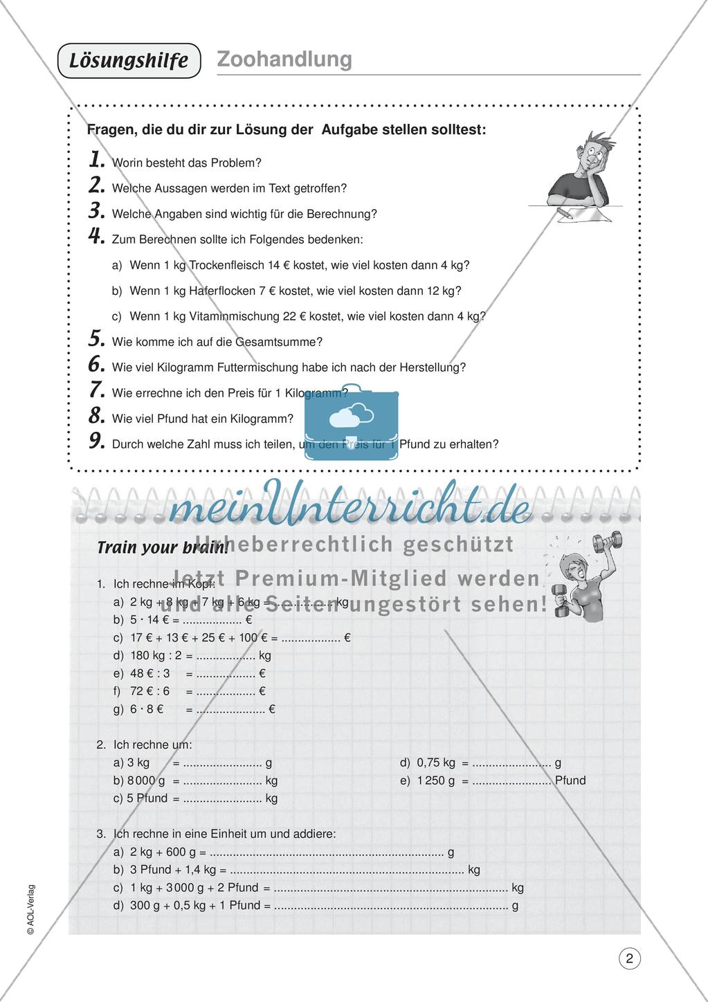 Mathe im Berufsalltag/Einzelhandel: Futtermischungen berechnen Preview 4