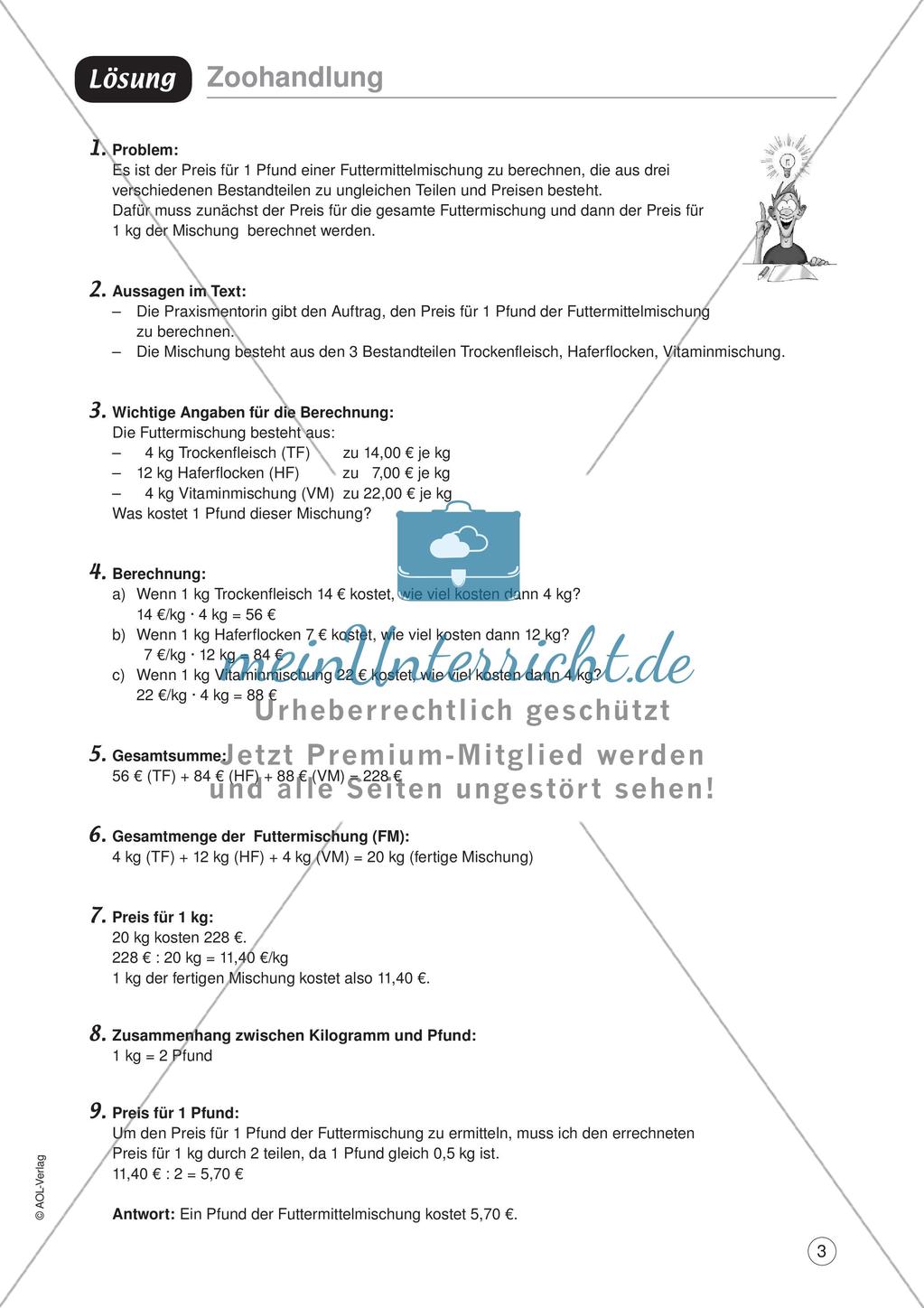 Mathe im Berufsalltag/Einzelhandel: Futtermischungen berechnen Preview 5