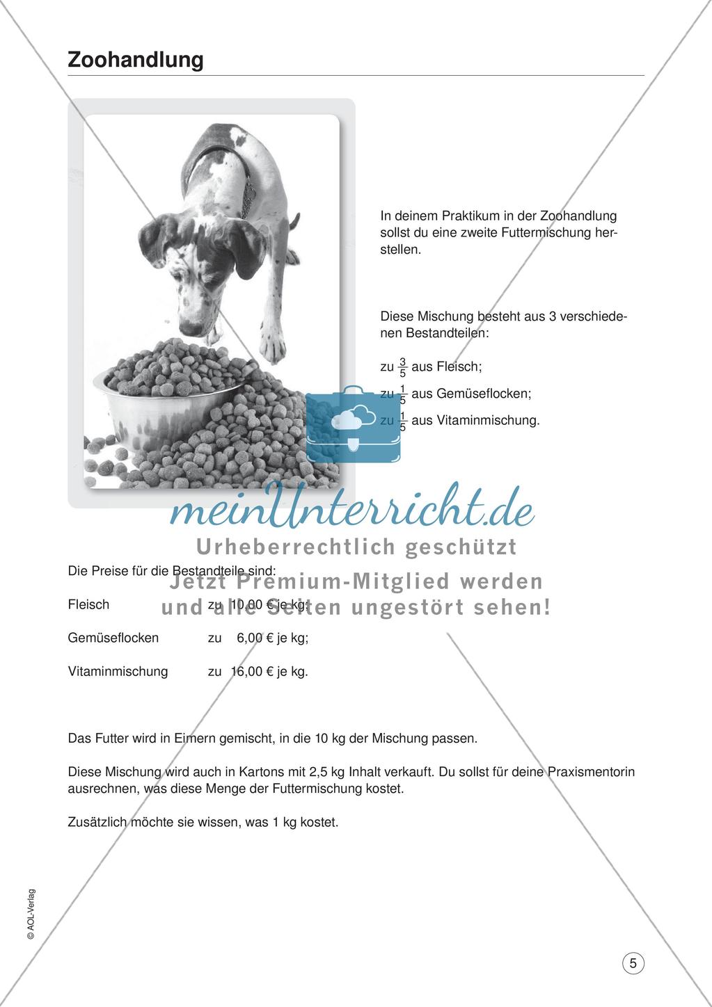 Mathe im Berufsalltag/Einzelhandel: Futtermischungen berechnen Preview 7
