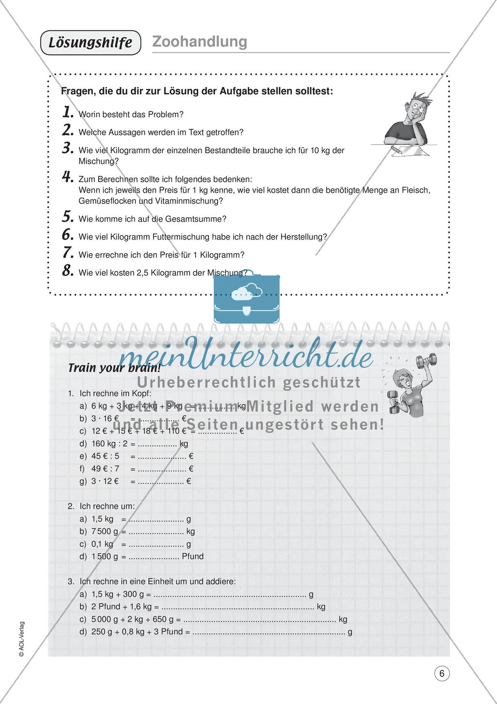 Mathe im Berufsalltag/Einzelhandel: Futtermischungen berechnen Preview 8