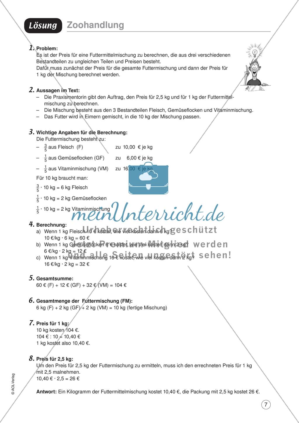 Mathe im Berufsalltag/Einzelhandel: Futtermischungen berechnen Preview 9