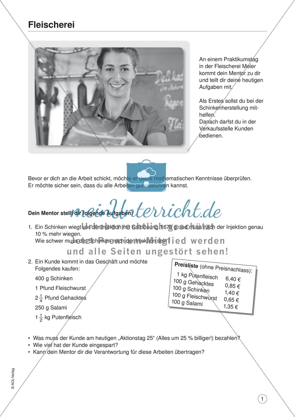 Mathe im Berufsalltag/Einzelhandel: Gewichtsangaben umrechnen Preview 3