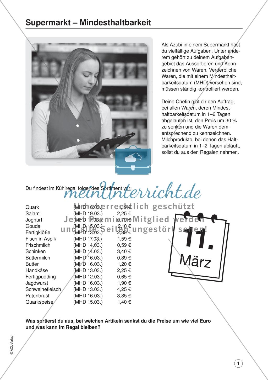Mathe im Berufsalltag/Einzelhandel: Preisreduzierungen berechnen Preview 3