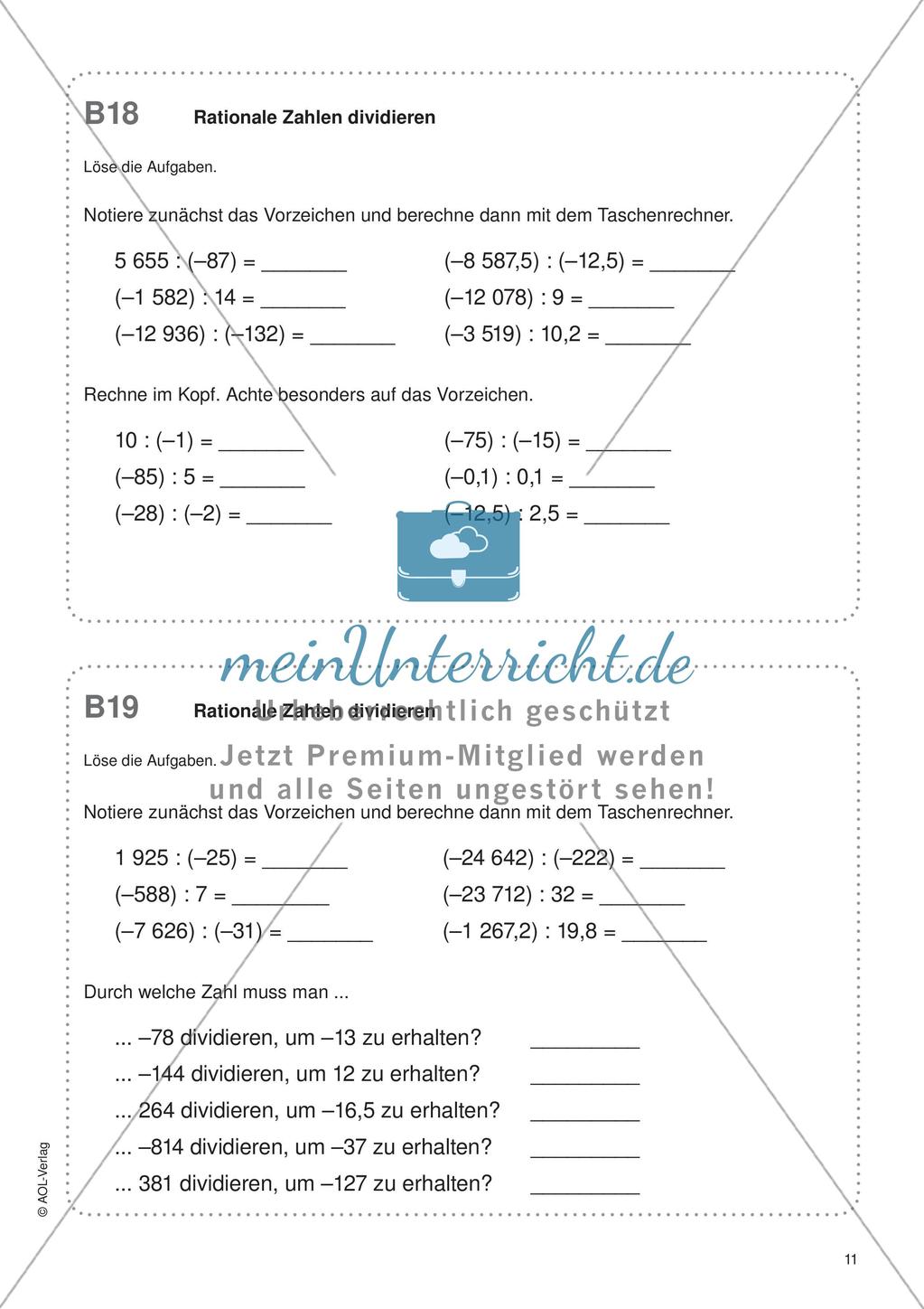 Freiarbeit: Rationale Zahlen Preview 13