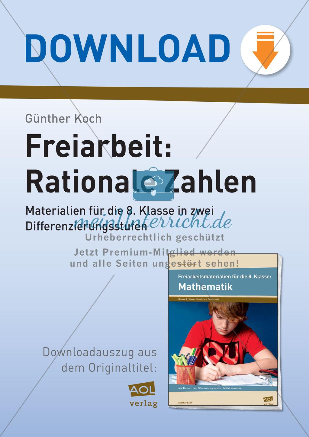 Freiarbeit: Rationale Zahlen Preview 1