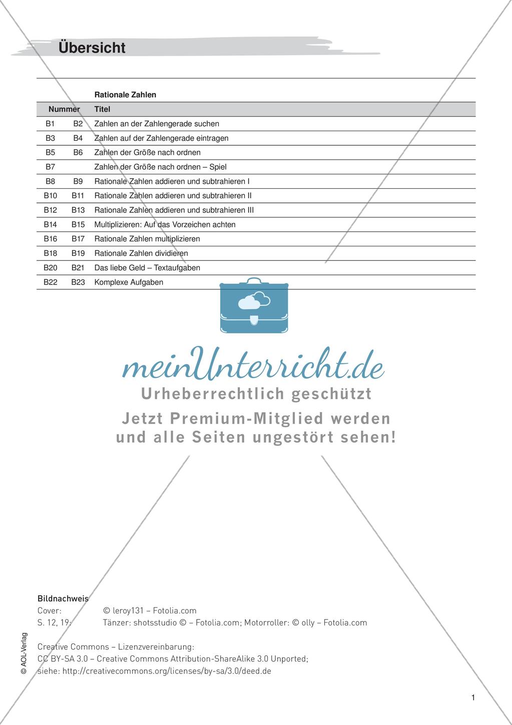 Freiarbeit: Rationale Zahlen Preview 3