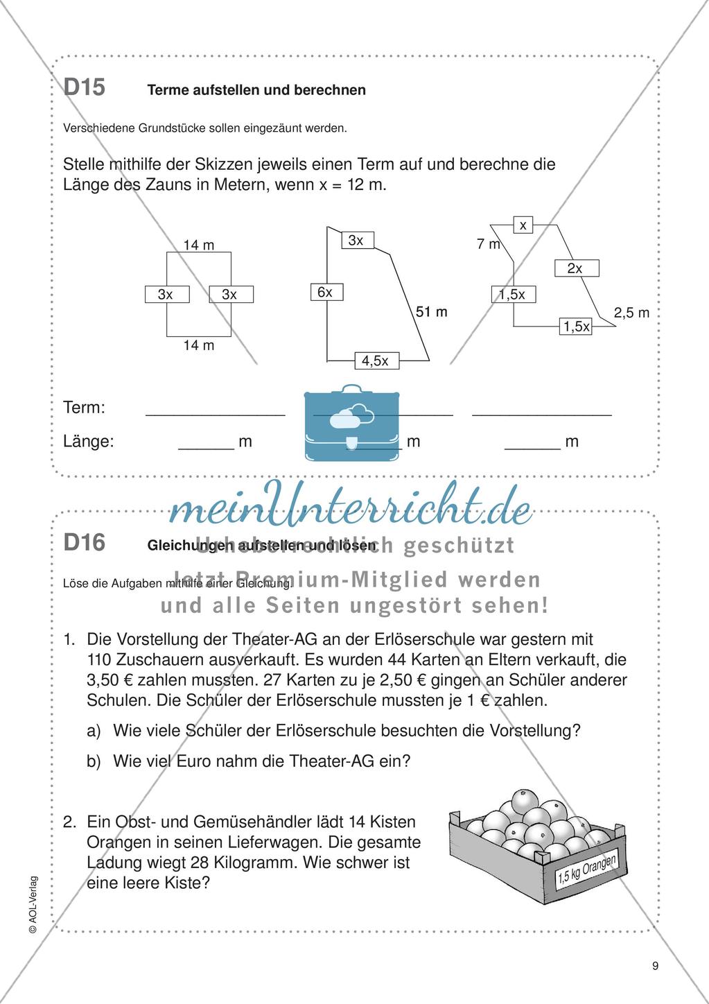 Freiarbeit: Terme und Gleichungen Preview 11