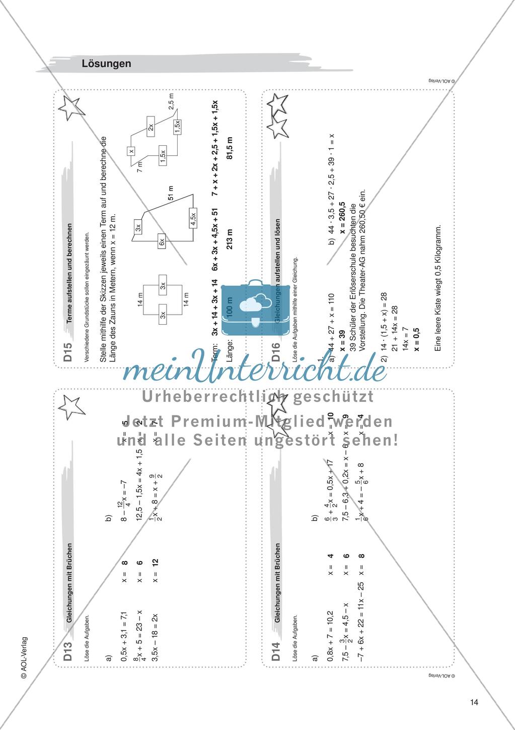 Freiarbeit: Terme und Gleichungen Preview 16
