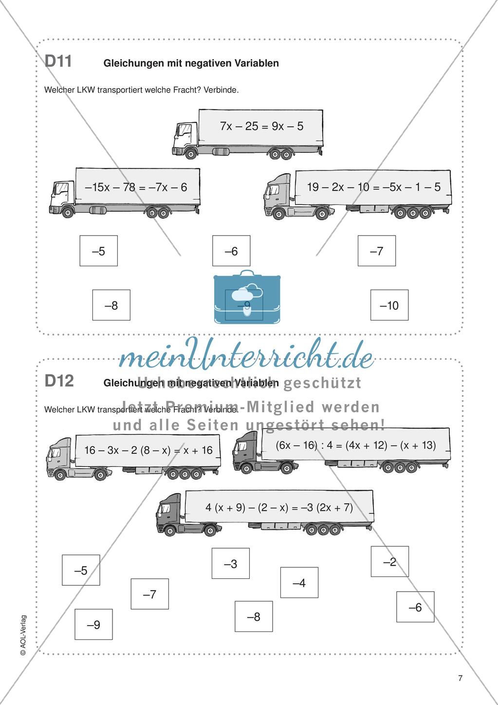 Freiarbeit: Terme und Gleichungen Preview 9
