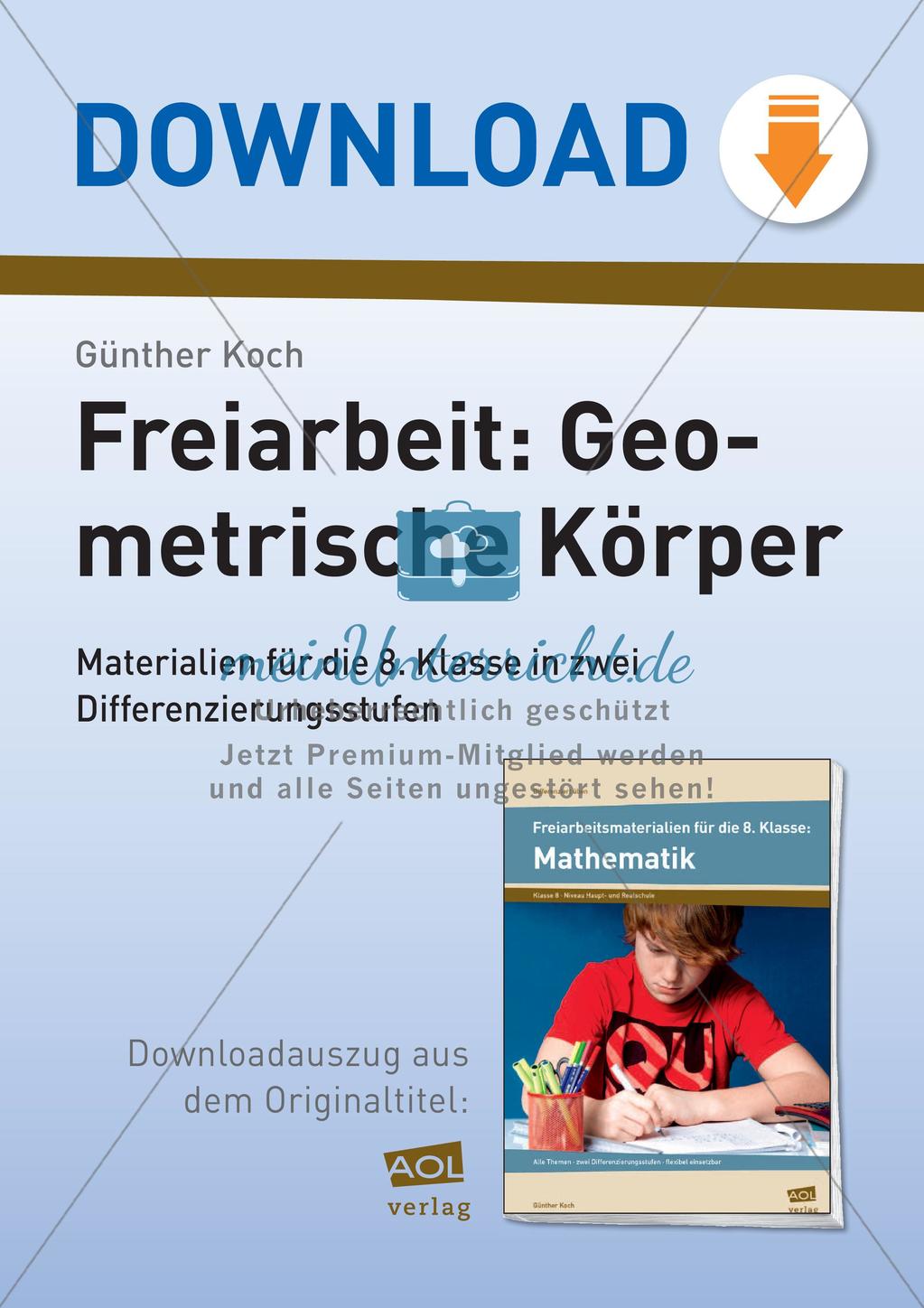 Freiarbeit: Geometrische Körper Preview 1