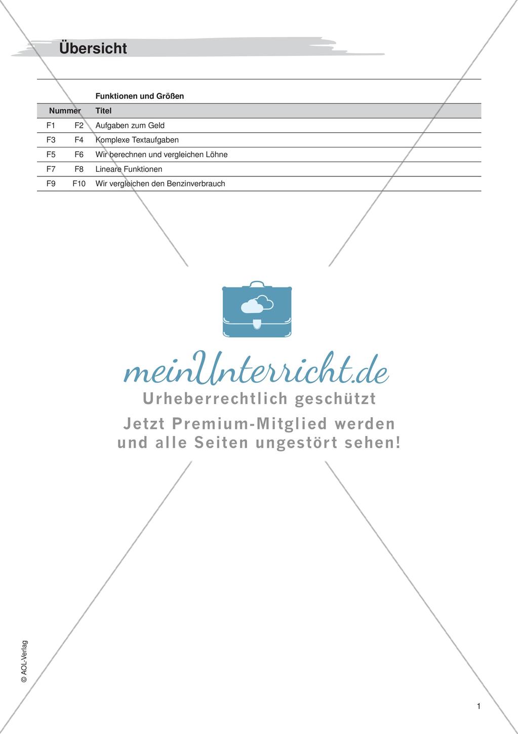 Freiarbeit: Funktionen und Größen Preview 3