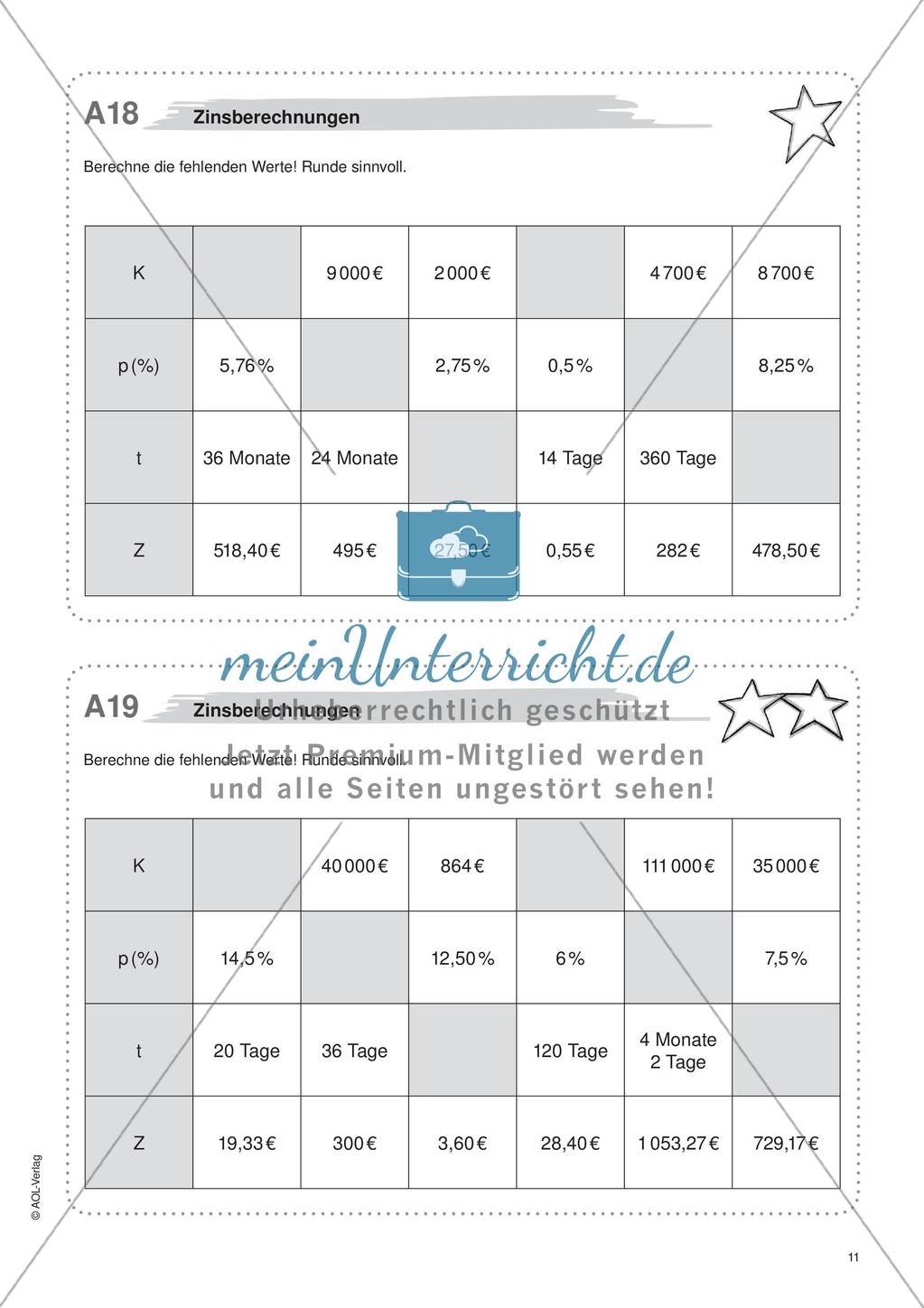 Freiarbeit: Prozent- und Zinsrechnen Preview 13