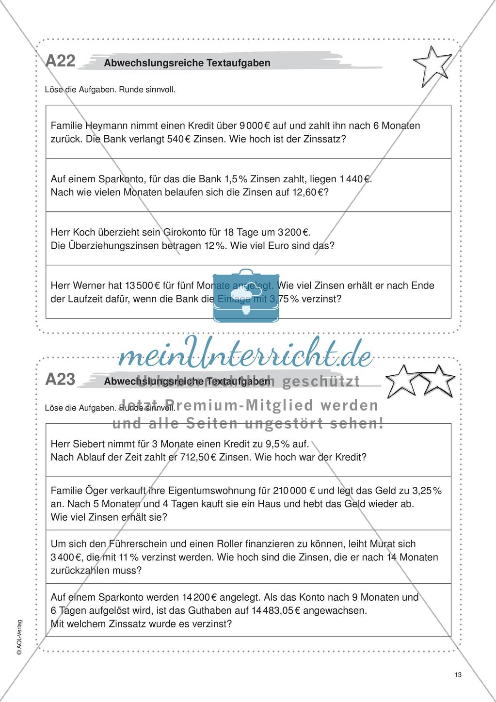 Freiarbeit: Prozent- und Zinsrechnen Preview 15