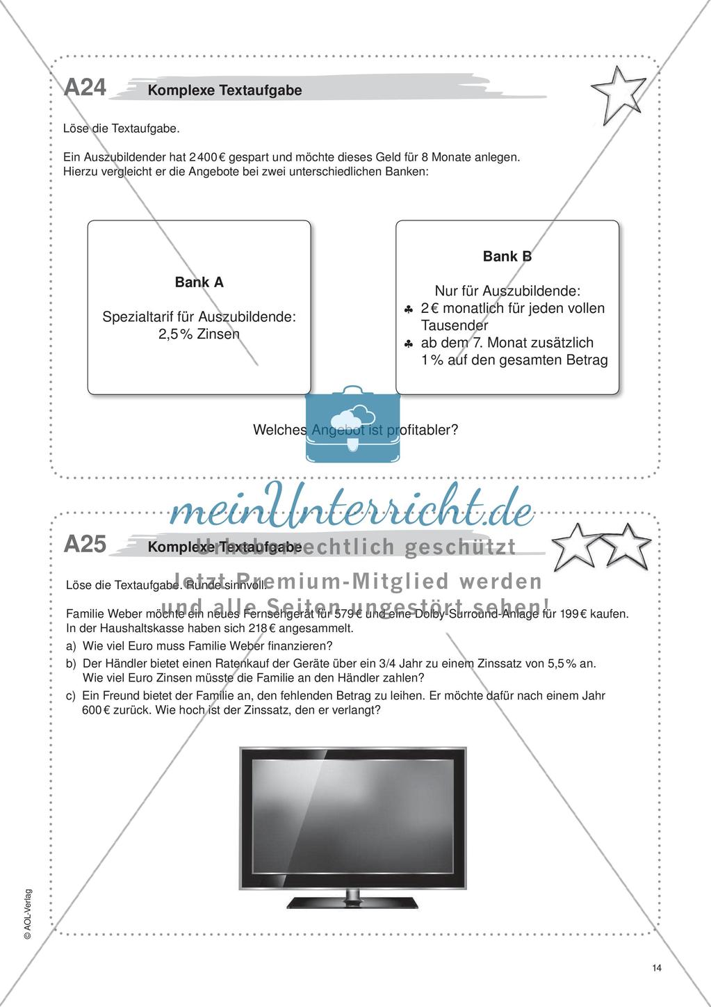 Freiarbeit: Prozent- und Zinsrechnen Preview 16