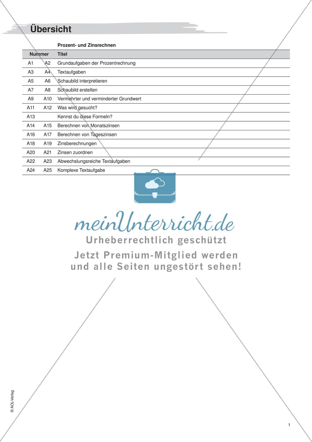 Freiarbeit: Prozent- und Zinsrechnen Preview 3