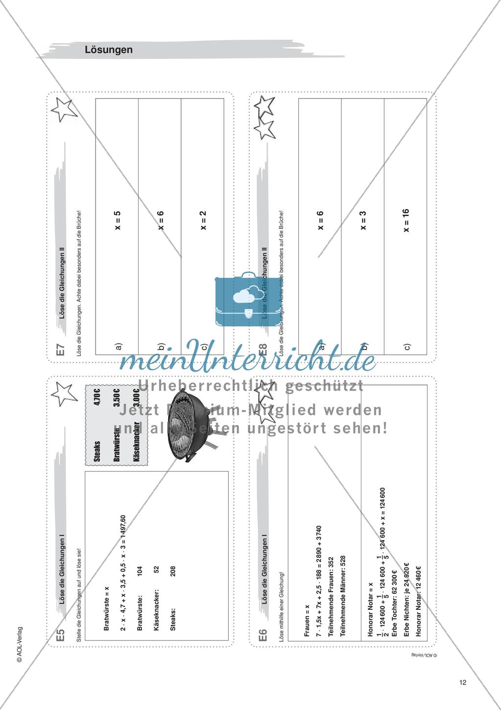Freiarbeit: Gleichungen und Formeln Preview 14