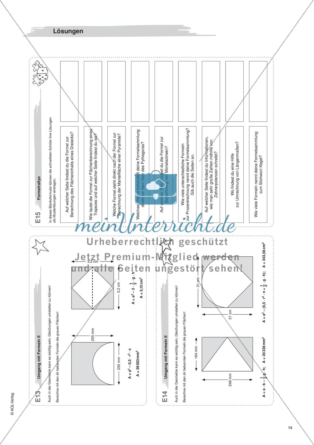 Freiarbeit: Gleichungen und Formeln Preview 16