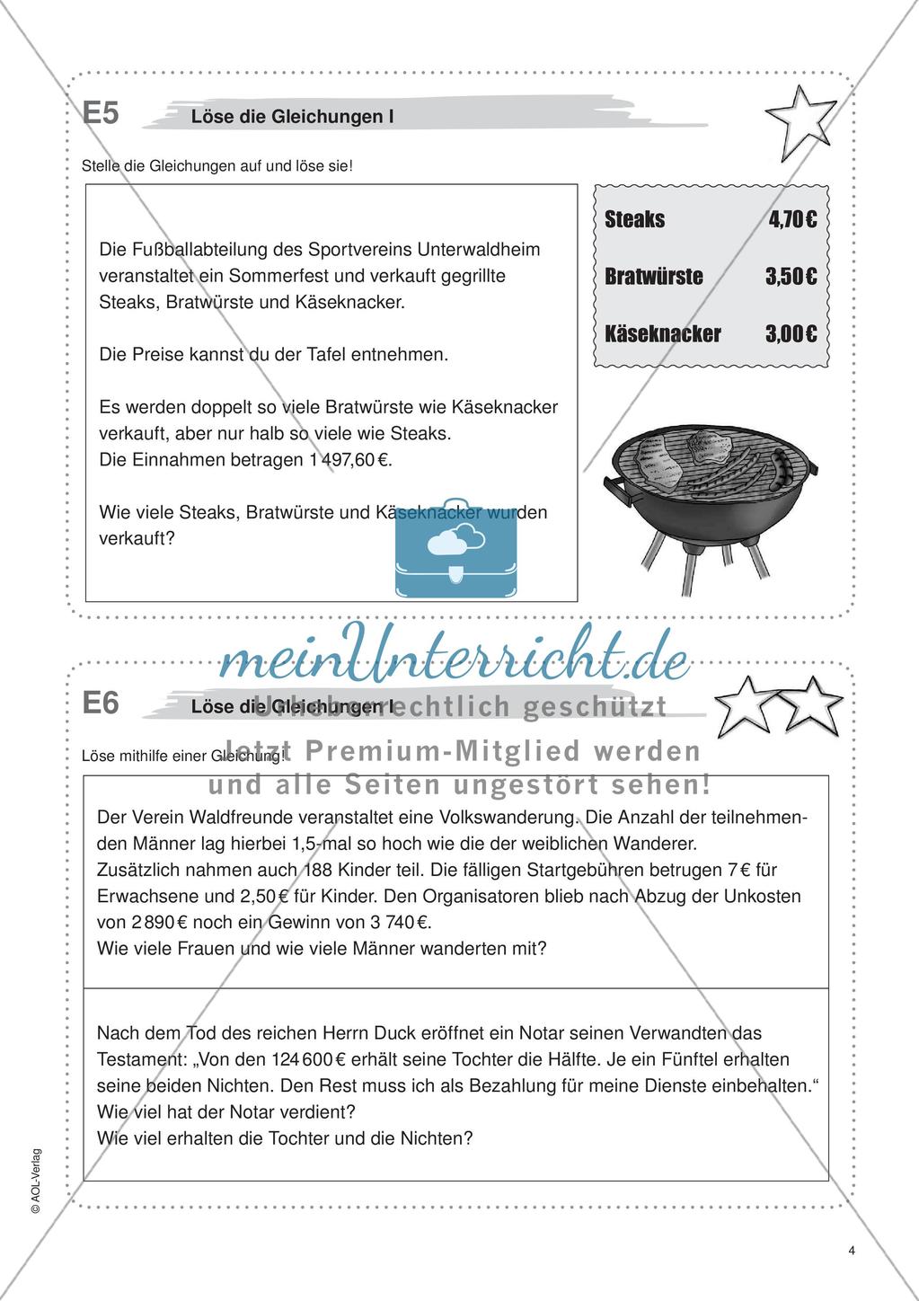 Freiarbeit: Gleichungen und Formeln Preview 6