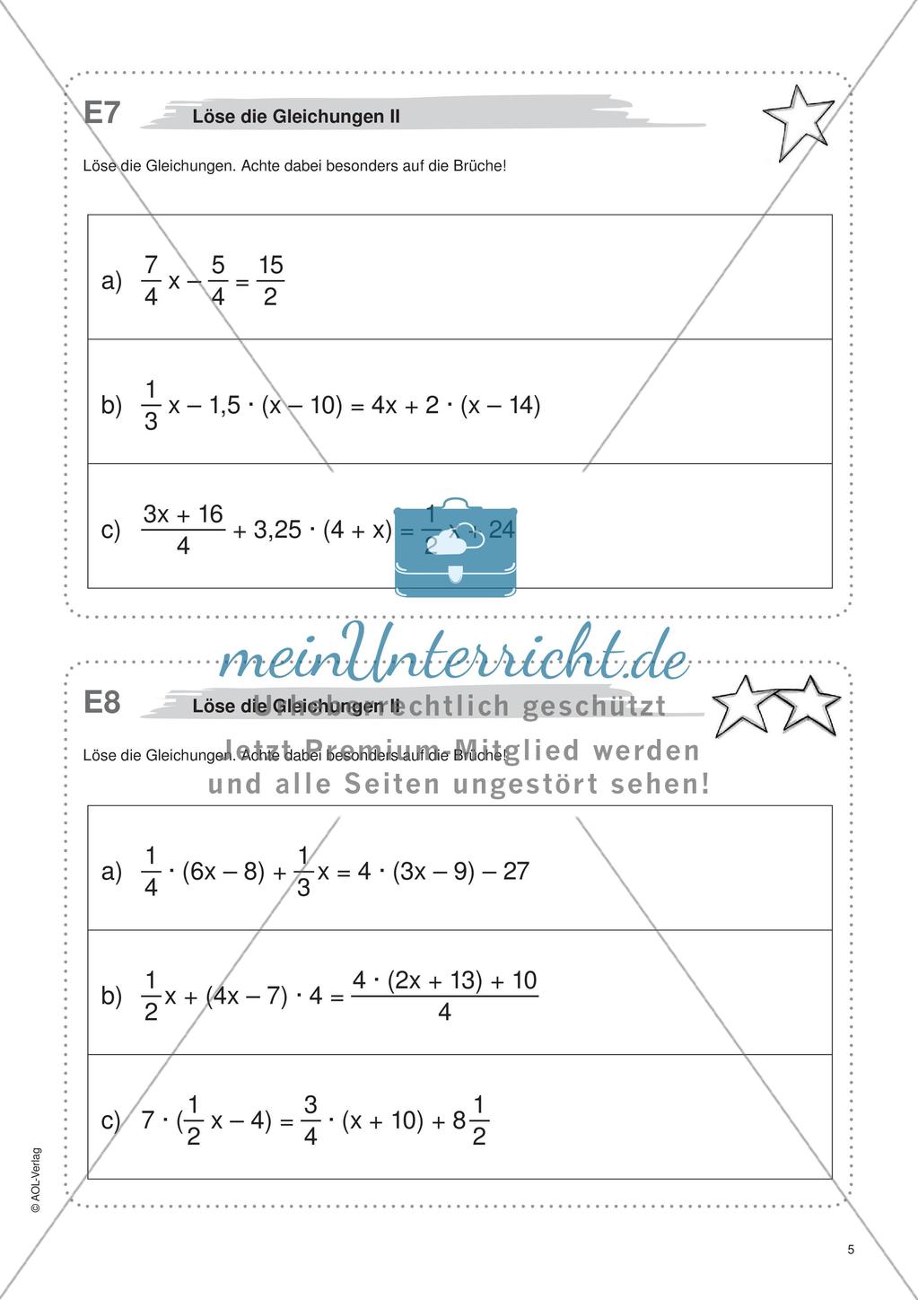 Freiarbeit: Gleichungen und Formeln Preview 7
