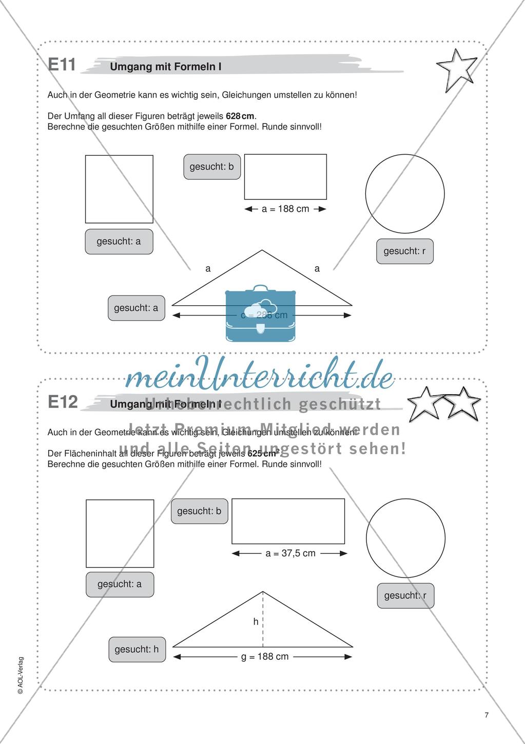 Freiarbeit: Gleichungen und Formeln Preview 9