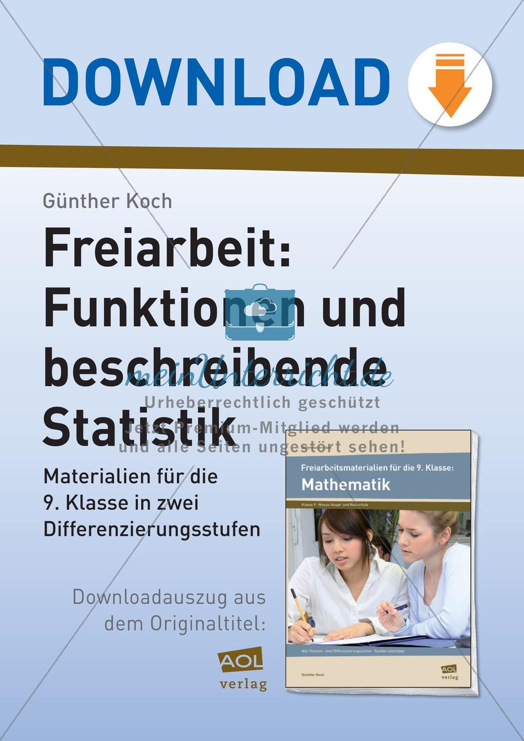 Freiarbeit: Funktionen und beschreibende Statistik Preview 1