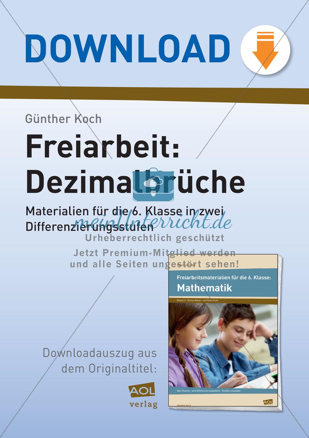 Freiarbeit: Dezimalbrüche Preview 1