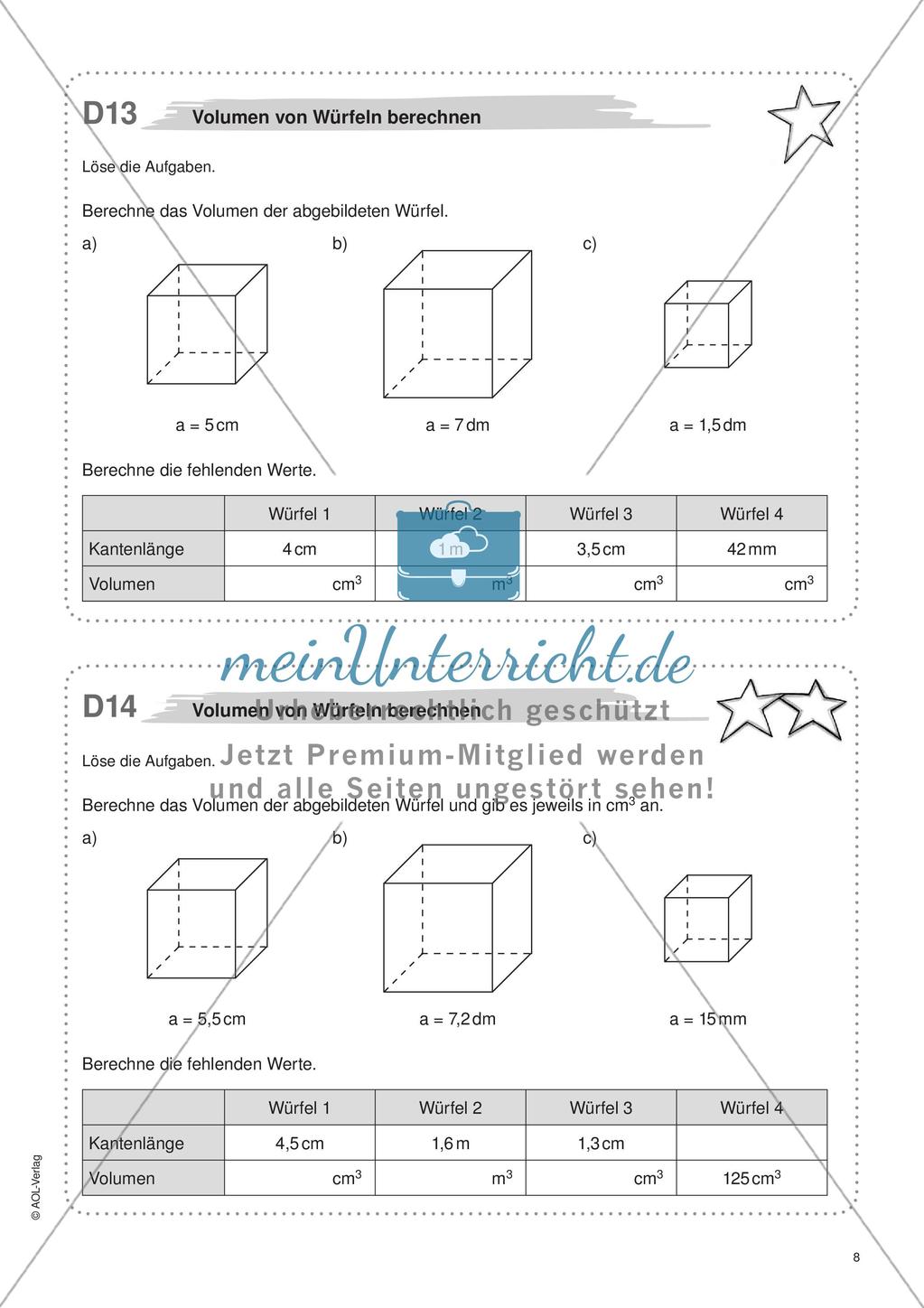 Freiarbeit: Würfel und Quader Preview 10