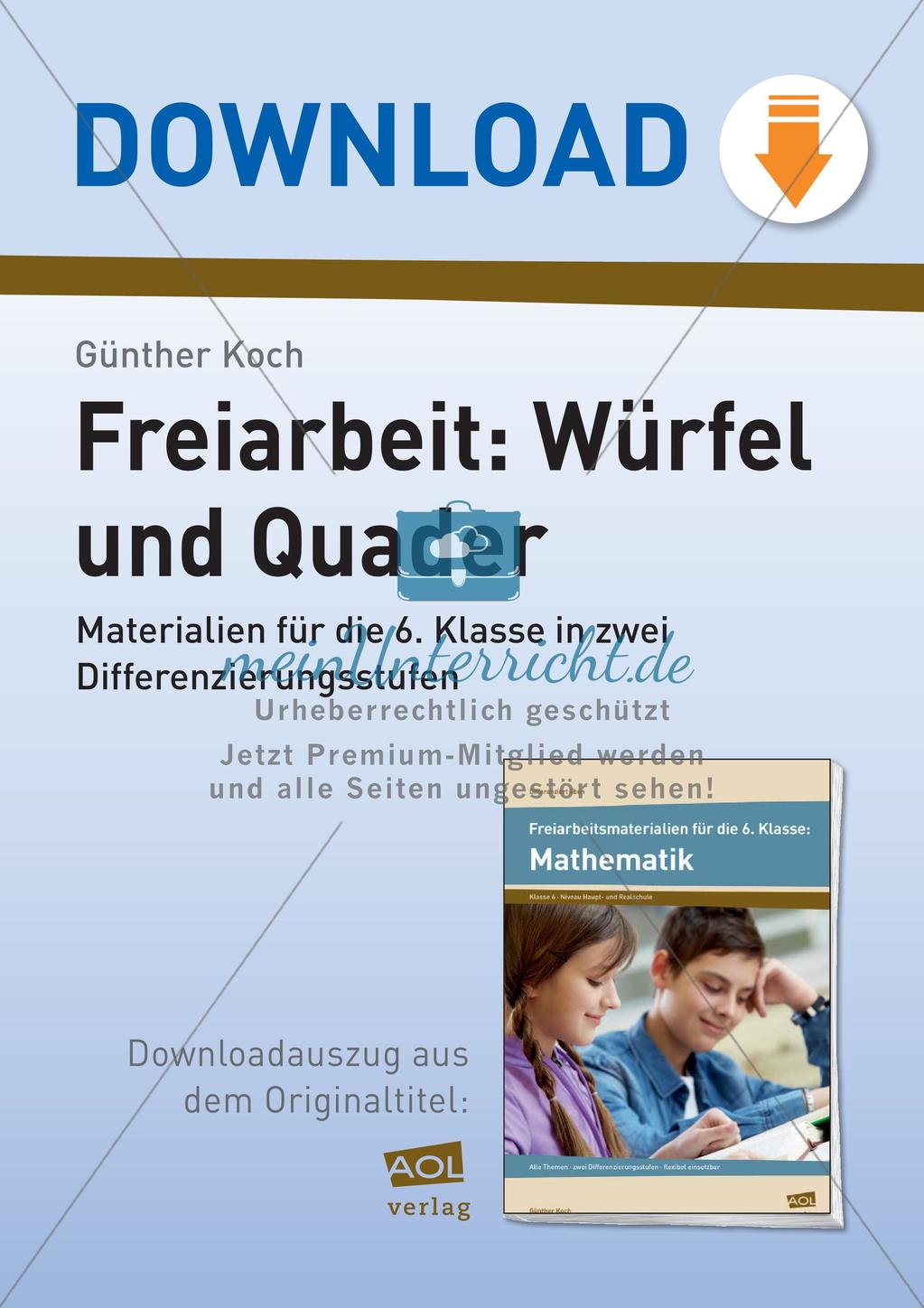 Freiarbeit: Würfel und Quader Preview 1