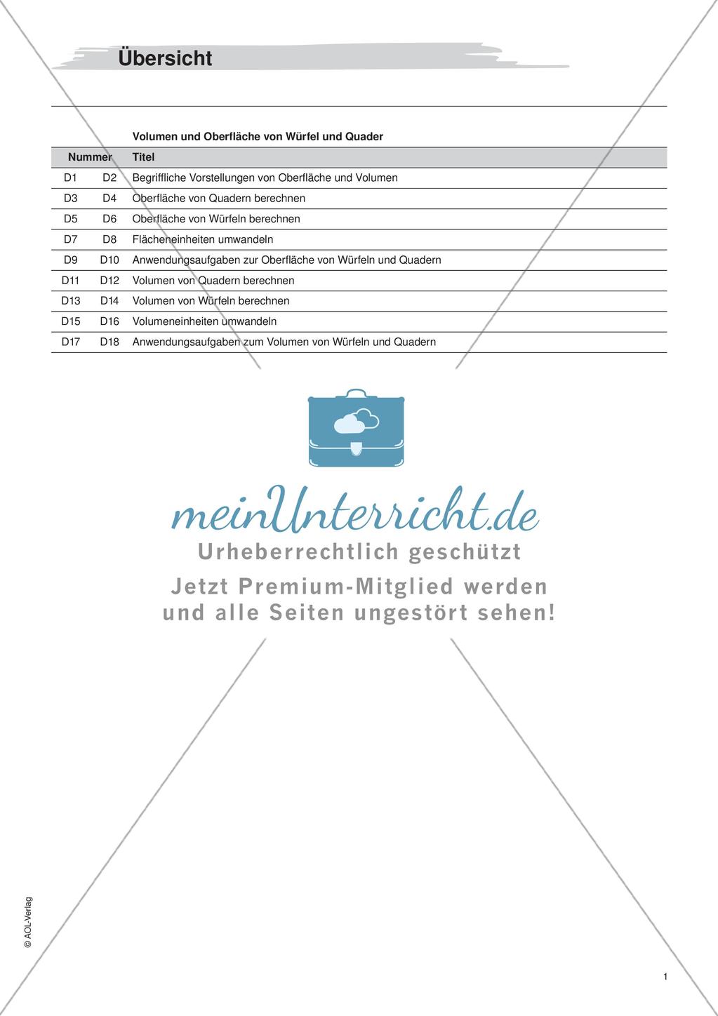 Freiarbeit: Würfel und Quader Preview 3
