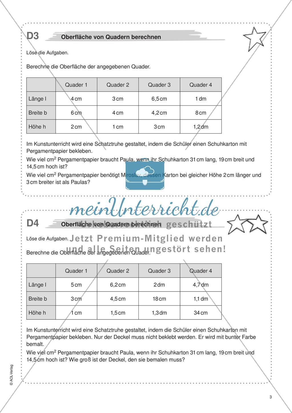 Freiarbeit: Würfel und Quader Preview 5